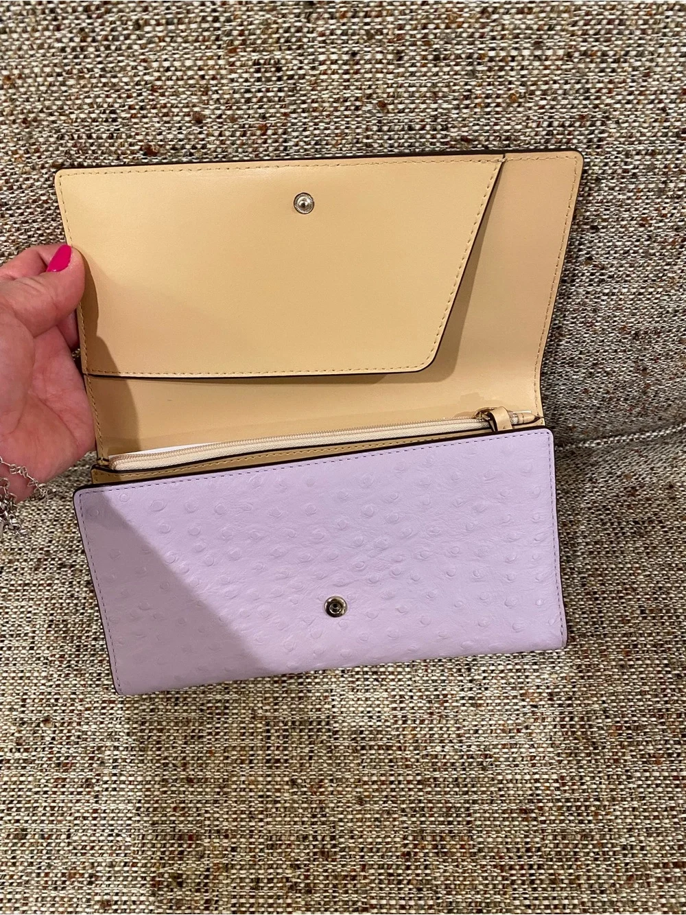 Brand new kate spade Lilac Ostrich-Embossed Over-Sized Fold Wallet